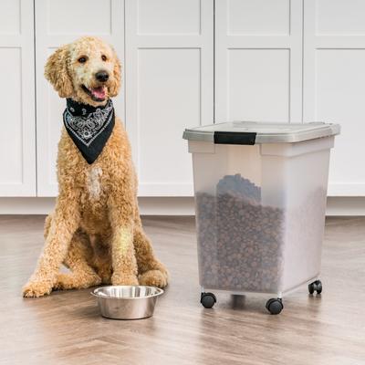 Show full view: IRIS WeatherPro Airtight Dog, Cat & Bird Food Storage Container, Clear/Gray, Large slide 7 of 10