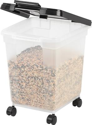Show full view: IRIS WeatherPro Airtight Dog, Cat & Bird Food Storage Container, Clear/Black, 25-lb slide 3 of 8