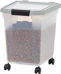 IRIS WeatherPro Airtight Dog, Cat & Bird Food Storage Container, Clear/Gray, Medium
