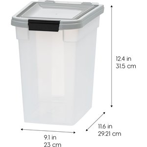 IRIS WeatherPro Airtight Dog, Cat, Bird & Small Pet Food Storage Container with Casters, Gray, Small, 10-lb