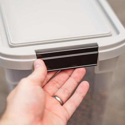 Show full view: IRIS WeatherPro Airtight Dog, Cat & Bird Food Storage Container, Clear/Gray, Small, 10-lb slide 7 of 11