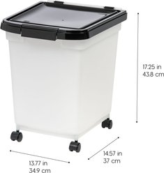 IRIS WeatherPro Airtight Attachable Wheels Dog, Cat & Bird Food Storage Container, Pearl & Black, 25-lb slide 2 of 9