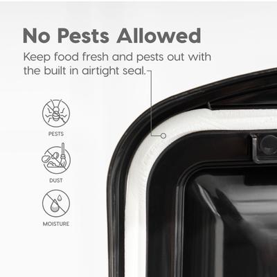 Show full view: IRIS WeatherPro Airtight Attachable Wheels Dog, Cat & Bird Food Storage Container, Pearl & Black, 25-lb slide 4 of 11
