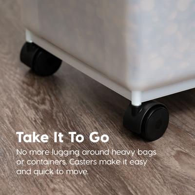 Show full view: IRIS WeatherPro Airtight Attachable Wheels Dog, Cat & Bird Food Storage Container, Pearl & Black, 25-lb slide 6 of 11
