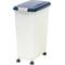 Show in main carousel: IRIS WeatherPro Airtight Attachable Wheels Dog, Cat & Bird Food Storage Container, Pearl & Navy, 35-lb slide 2 of 11