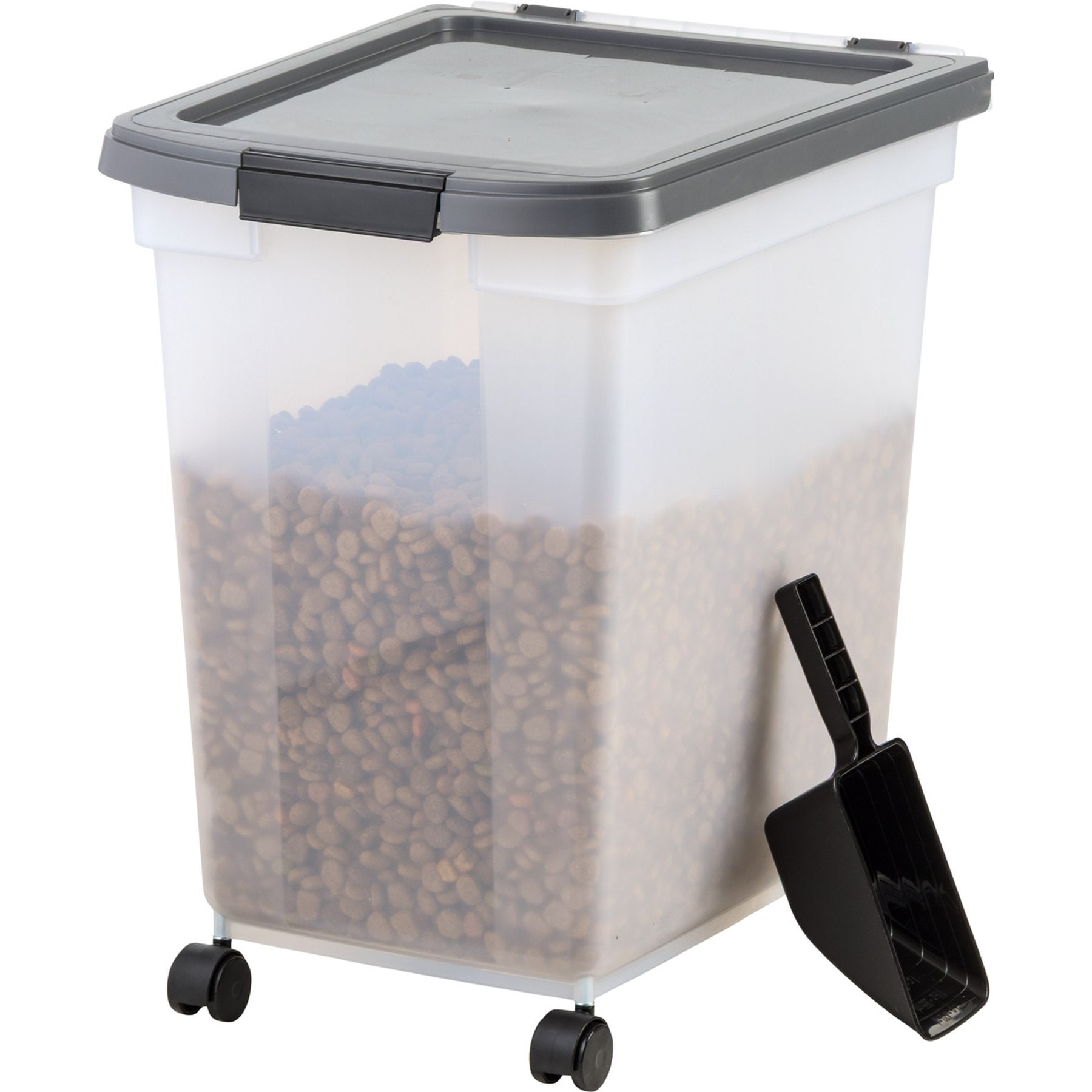 IRIS WeatherPro Airtight Dog Food Storage Container, Clear/Grey, X-Large