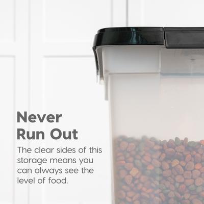 Show full view: IRIS WeatherPro Airtight Dog, Cat & Bird Food Storage Container, Clear & Black, Large slide 3 of 11