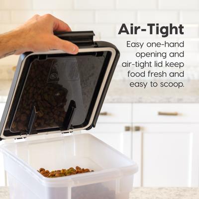 Show full view: IRIS WeatherPro Airtight Dog, Cat & Bird Food Storage Container, Clear/Black, Medium slide 2 of 10
