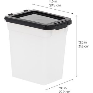 IRIS WeatherPro Airtight Dog, Cat & Bird Food Storage Container, Clear/Black, Medium
