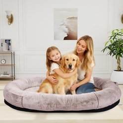 IVY&LANE Human Sized Giant Bean Bag Orthopedic Bolster Dog Bed, Camel slide 1 of 6