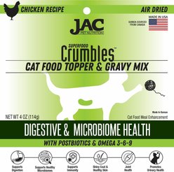 JAC Pet Nutrition Air-Dried Chicken Superfood Crumbles Grain-Free Cat Food Topper, 4-oz bag