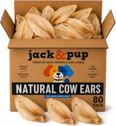 Jack & Pup All-Natural Cow Ear Dog Chew, 80 count