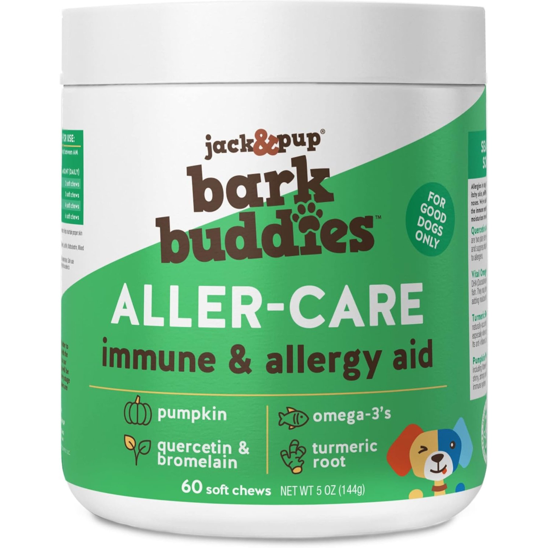 Jack & Pup Bark Buddies Aller-Care Dog Immune Supplement, 60 count