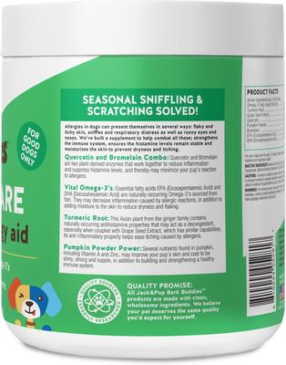 Show full view: Jack & Pup Bark Buddies Aller-Care Dog Immune Supplement, 60 count slide 6 of 8