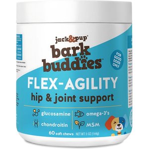 Jack & Pup Bark Buddies Flex-Agility Hip & Joint Dog Supplement, 60 count