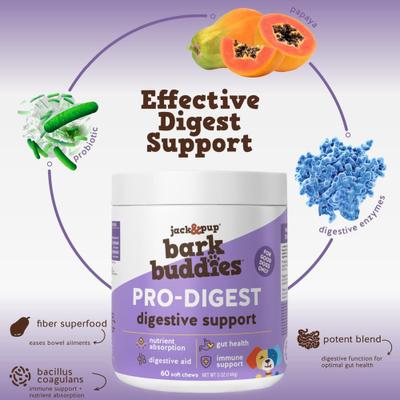 Show full view: Jack & Pup Bark Buddies Pro-Digest Dog Supplement, 60 count slide 4 of 8