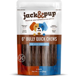 Jack & Pup Bully Quick Chews 6-in Dog Treats, 5 count