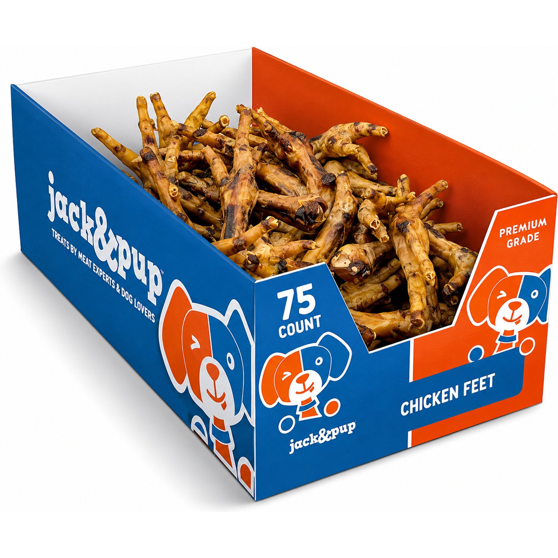 Jack & Pup Chicken Feet Dog Treats, 75 count