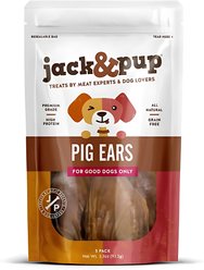 Jack & Pup Half Pig Ear Dog Treats, 5 count