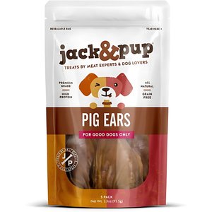 Jack & Pup Half Pig Ear Dog Treats, 5 count