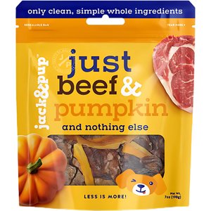 Jack & Pup Just Beef Lungs & Pumpkin Natural Dog Chew Treats, 7-oz bag