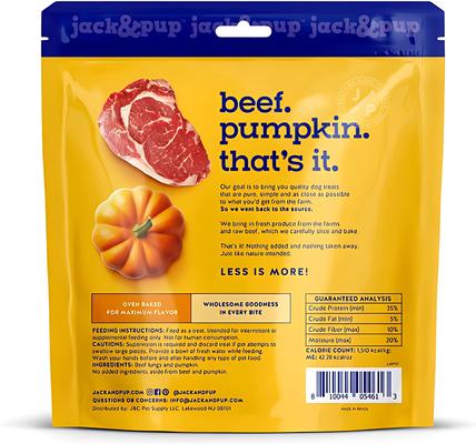 Show full view: Jack & Pup Just Beef Lungs & Pumpkin Natural Dog Chew Treats, 7-oz bag slide 3 of 4
