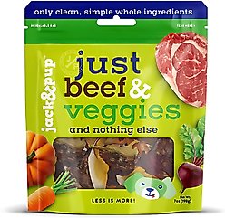 Jack & Pup Just Beef Lungs & Veggie Natural Dog Chew Treats, 7-oz bag