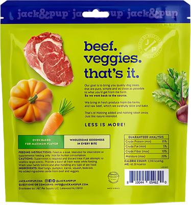 Show full view: Jack & Pup Just Beef Lungs & Veggie Natural Dog Chew Treats, 7-oz bag slide 3 of 5