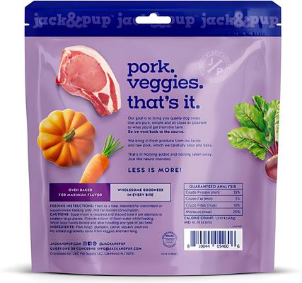 Show full view: Jack & Pup Just Pork & Veggies Natural Dog Chew Treats, 7-oz bag slide 3 of 4