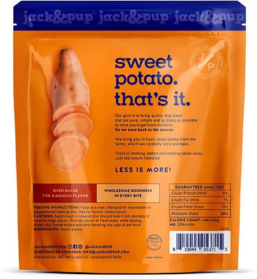 Show full view: Jack & Pup Just Sweet Potato Natural Dog Chew Treats, 8-oz bag slide 3 of 10
