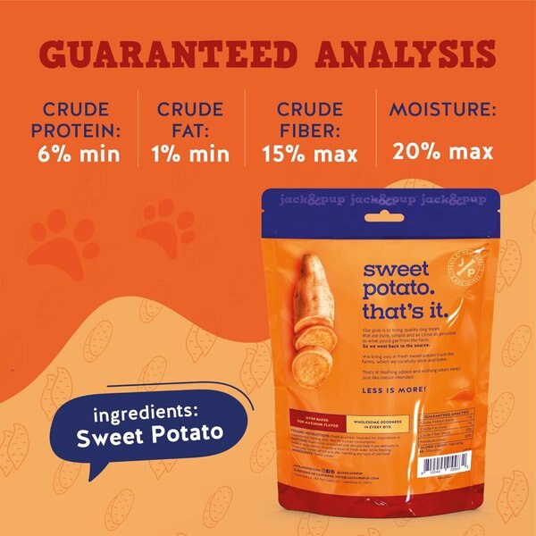 Jack & Pup Just Sweet Potato Natural Dog Chew Treats, 8-oz bag