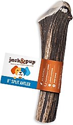 Jack & Pup Large Split Elk Antler Thick Dog Chew Treats, 8-in