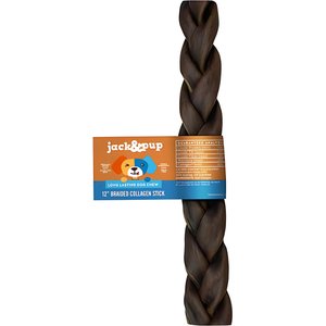 Jack & Pup Long Lasting 12-inch Braided Beef Collagen Stick Dog Chews