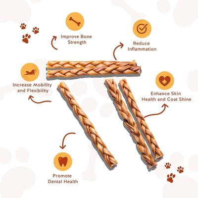 Show full view: Jack & Pup Long Lasting 12-inch Braided Beef Collagen Stick Dog Chews slide 3 of 9