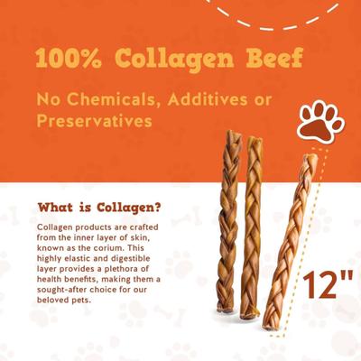 Show full view: Jack & Pup Long Lasting 12-inch Braided Beef Collagen Stick Dog Chews slide 5 of 9