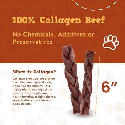 Show full view: Jack & Pup Long Lasting 6-inch Braided Beef Collagen Stick Dog Chews slide 5 of 11