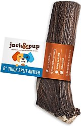 Jack & Pup Medium Split Elk Antler Extra Thick Dog Chew Treats, 6-in