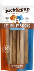 Jack & Pup Odor Free 12" Natural Beef Bully Stick, 1-lb bag