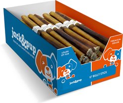 Jack & Pup Odor Free 12" Thick Beef Bully Sticks, 25 count