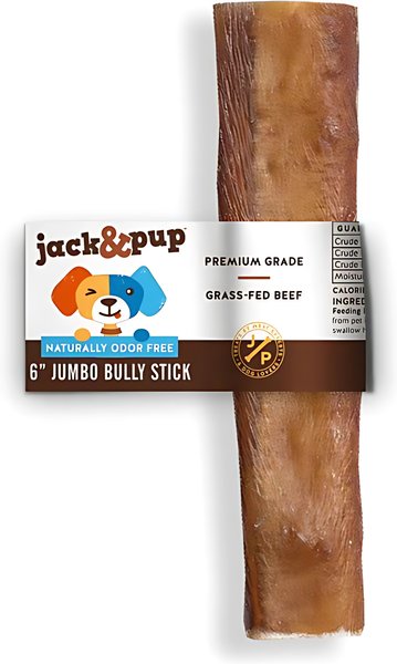 Show full view: Jack & Pup Odor Free 6" Jumbo Beef Bully Stick, 1 count slide 1 of 8