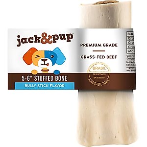 Jack & Pup Stuffed 5-6-in Bone Filled with Bully Stick Flavor Dog Treats, 1 count
