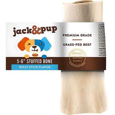 Jack & Pup Jack & Pup Stuffed 5-6-in Bone Filled with Bully Stick Flavor Dog Treats, 1 count