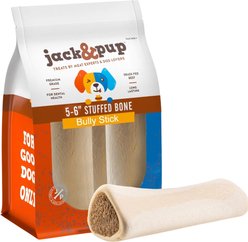 Jack & Pup Stuffed 5-6-in Bone Filled with Bully Stick Flavor Dog Treats, 2 count