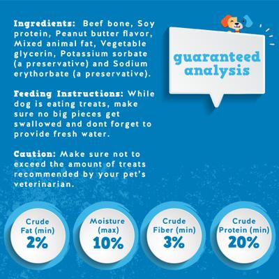 Show full view: Jack & Pup Stuffed 5-6-in Bone Filled with Peanut Butter Flavor Dog Treats, 1 count slide 6 of 9