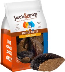 Jack & Pup Stuffed Cow Hooves Filled with Bully Stick Flavor Dog Treats, 2 pack