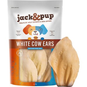 Jack & Pup White Cow Ears Dog Treats, 15 count