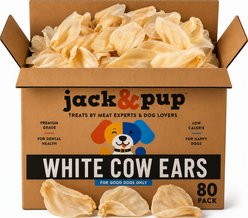 Jack & Pup White Cow Ears Dog Treats, 80 count