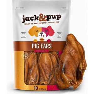 Jack & Pup Whole Pig Ear Dog Chews, 10 count