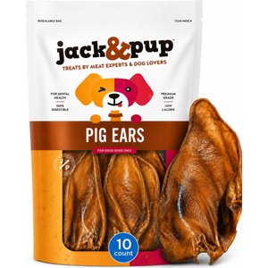 Jack & Pup Whole Pig Ear Dog Chews, 10 count