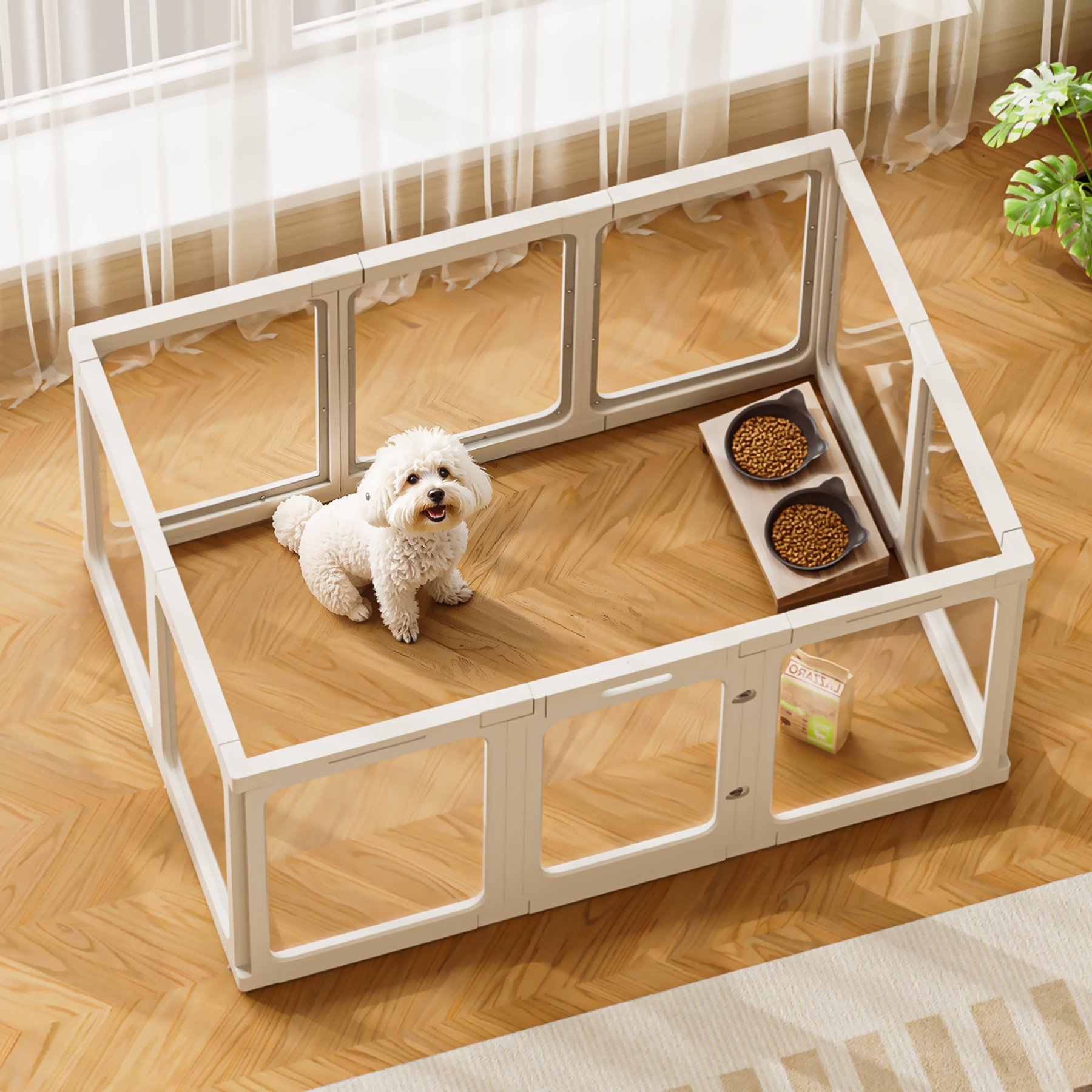 Jalove 10-Panel Indoor Acrylic Dog Playpen, 24-in, White